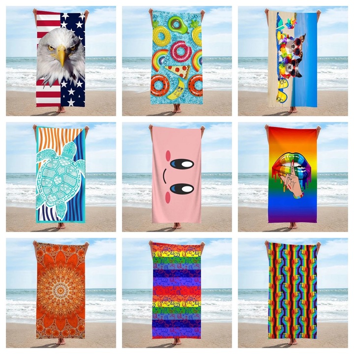 Плажни кърпи 60х120см, 75х150см, 90х180см, микрофибърна материя, абсорбираща, бързосъхнеща, комплект