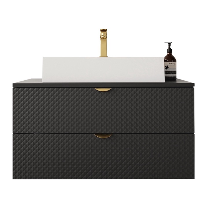 Dulap pentru chiuveta 80 Boterio 01 cu Sifon, MIRJAN24, negru