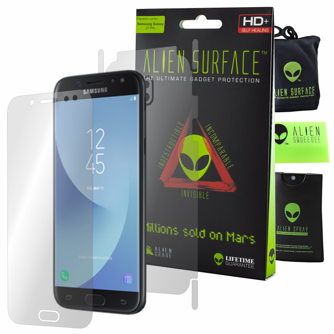 Folie Alien Surface HD, Samsung Galaxy J7 Pro, protectie ecran, spate, laterale + Alien Fiber Cadou