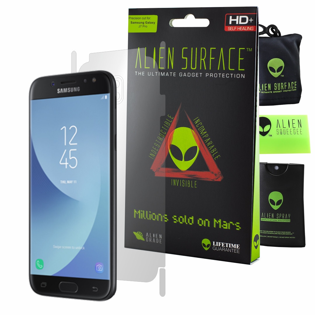 Folie Alien Surface HD, Samsung Galaxy J7 Pro, protectie spate, laterale + Alien Fiber cadou