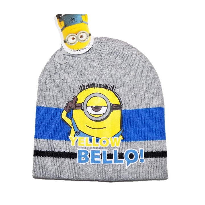 Caciula copii cu model Minions, Gri