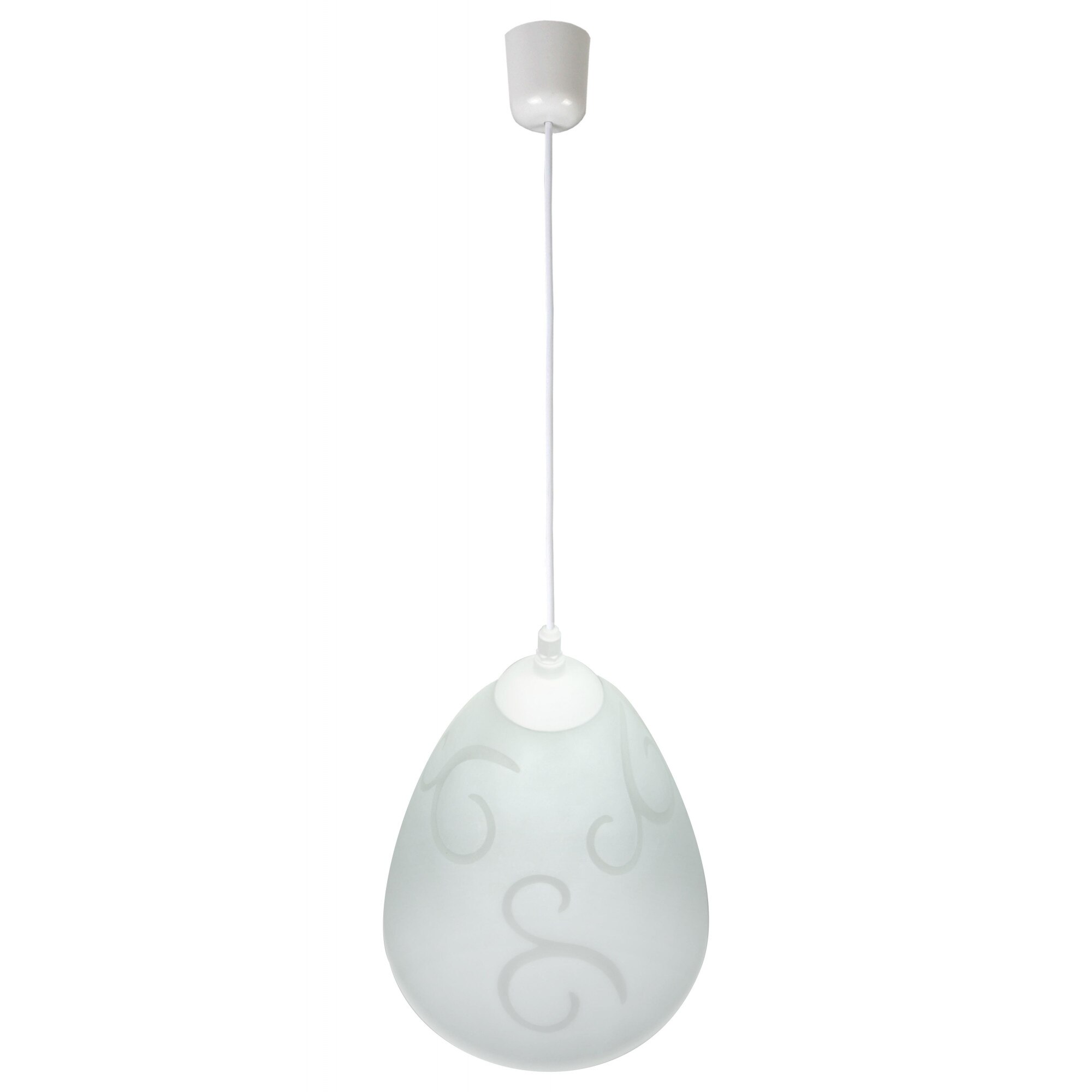 Pendul Lampex L, E 27, 1x 60 W, Sticla/PVC, Alb