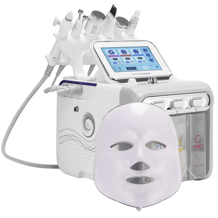 Професионален козметичен апарат за подмладяване на лице 7 в 1, многофункционален, LED маска, хидрогениране, дермабразио, хидратираща козметика, антиейджинг, лифтинг, премахване на бръчки