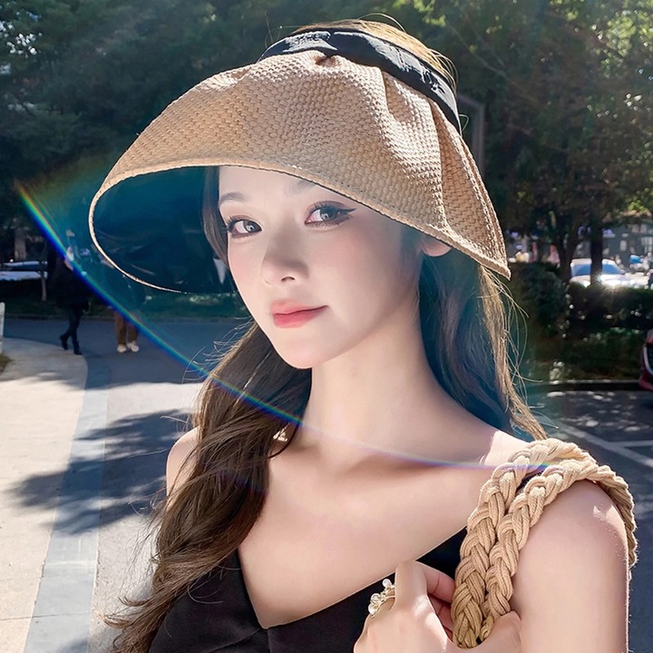 Дамска лятна шапка, регулируема, широка периферия, полиестер, 58см