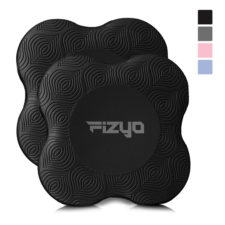 Наколенки Fizyo Yoga FFIYP-2020, 20 x 20 x 2 cm, Комплект от 2 бр., Омекотяване, Защита на коленете и лактите, Йога, Пилатес, Фитнес, 90 g, Черни