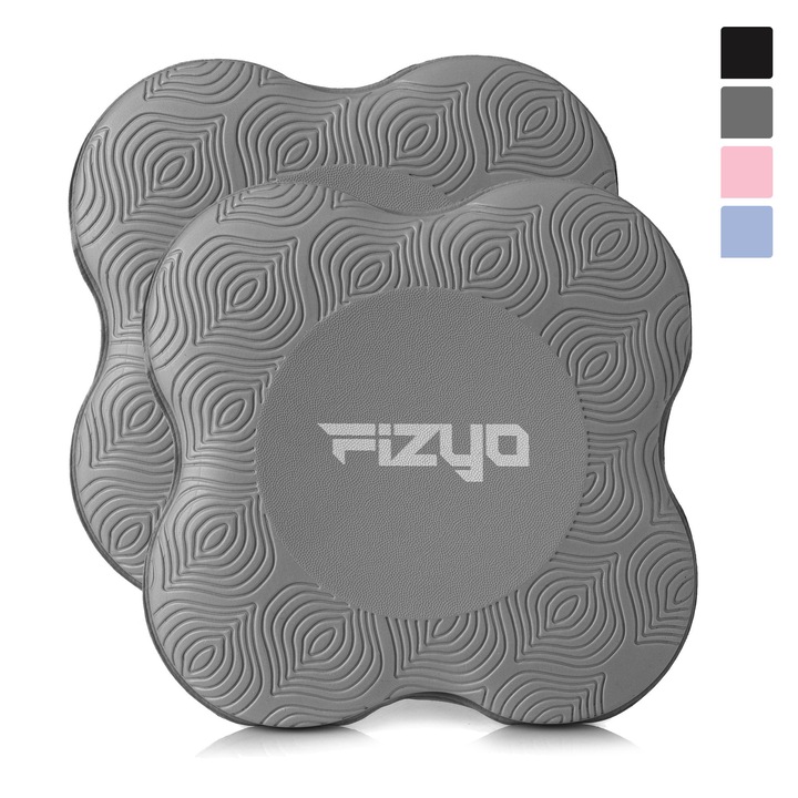 Suporturi pentru genunchi pentru yoga Fizyo FFIYP-2020B, 20 x 20 x 2 cm, set 2, amortizare, protectie pentru genunchi si coate, yoga, pilates, fitness, 90 g, Gri