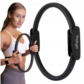 Cerc Pilates Fizyo 38cm, Inel de Rezistenta pentru Pilates si Yoga, pentru Tonifiere si Exercitii Fitness, Negru