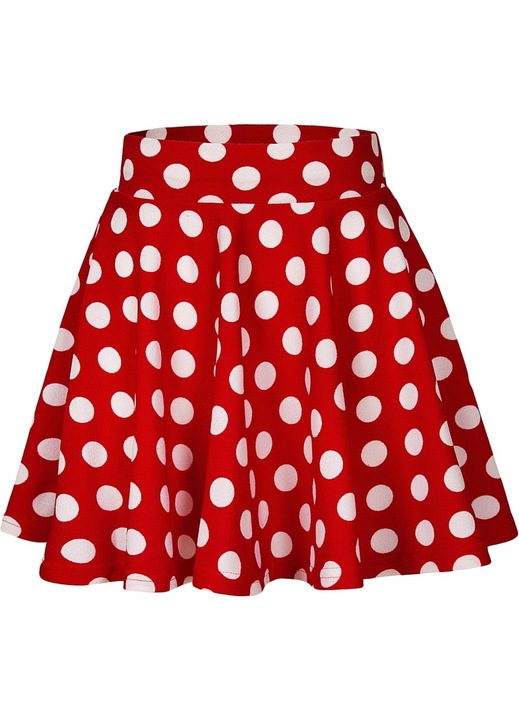 Fusta evazata, Ronyes, poliester, buline rosii, Rosu