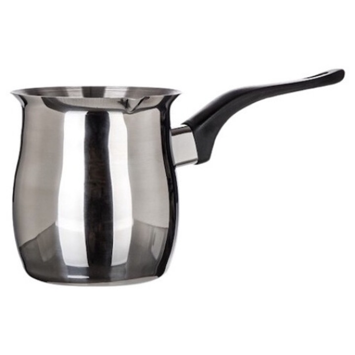 Кана за кафе, Akcent, неръждаема стомана, 970 ml, черна пластмасова дръжка