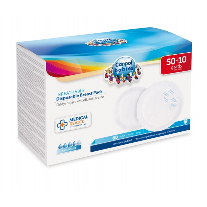 Tampoane san, Canpol Babies, Set 60 buc, 3 straturi, Autoadezive