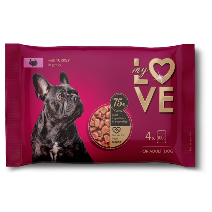 MY LOVE, SET Plic caini, Curcan in sos (4x100g)