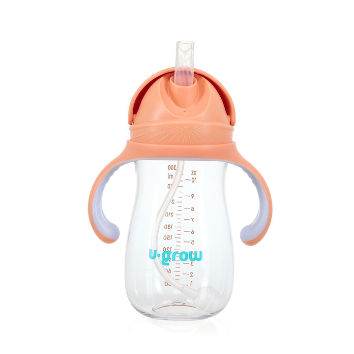 Cana cu pai tritan, orange, 300ml, U-Grow