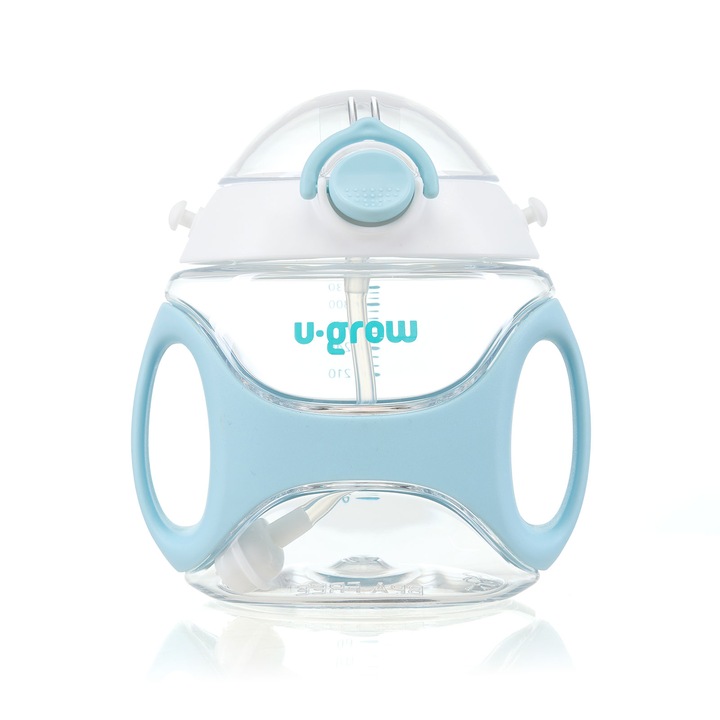 Sticla tritan cu pai si curea , 330 ml , blue, U-Grow