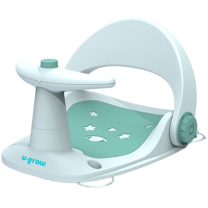 Детско столче за баня U-Grow, С кормило, Регулируема облегалка, Зелен