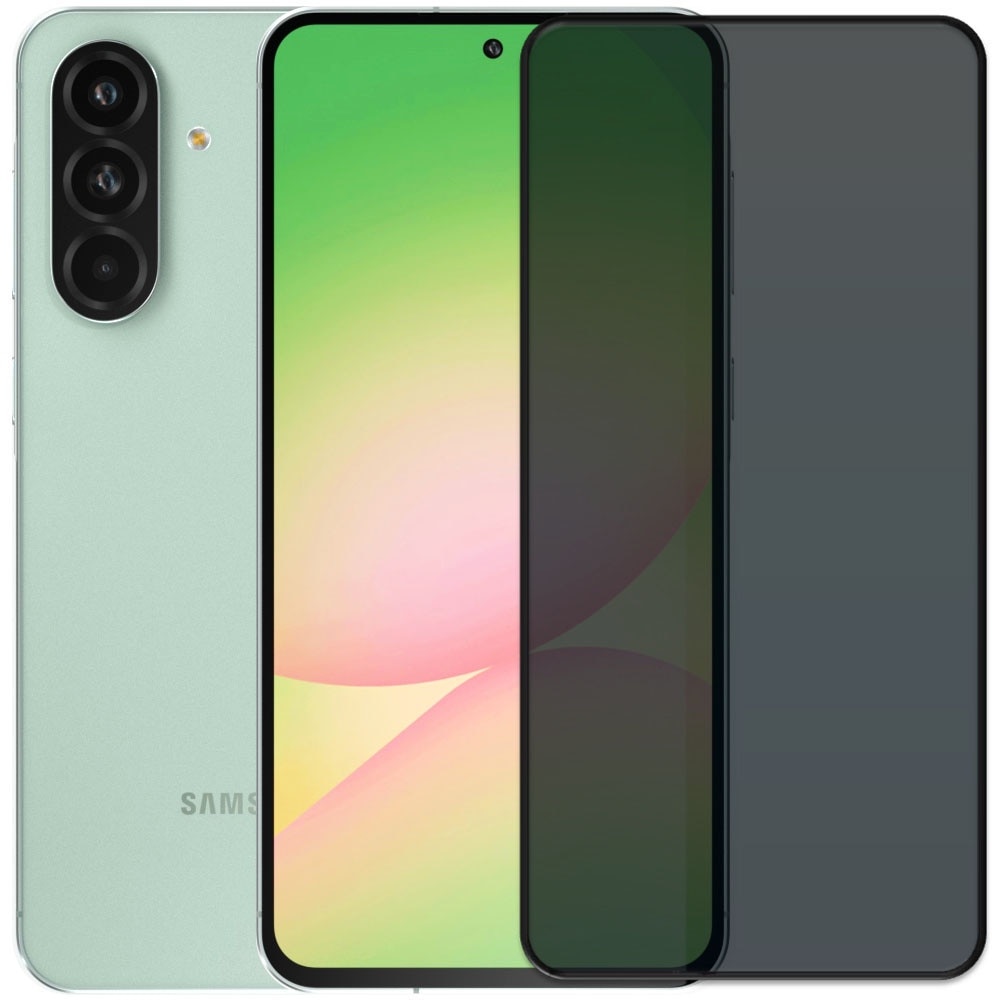 Folie din sticla securizata pentru Samsung Galaxy A56 5G, HAMSTERBOX Privacy Shield, Protectie completa ecran, Full face, Aplicare rapida, Case Friendly, Negru