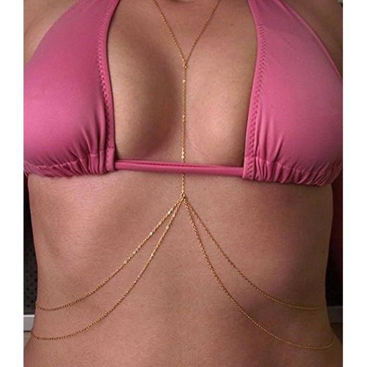 Colier pentru corp dama, Argint, Auriu