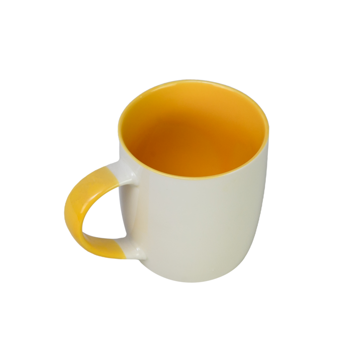 Чаша, 320 ml, Cesiro, порцелан, бяло/жълто