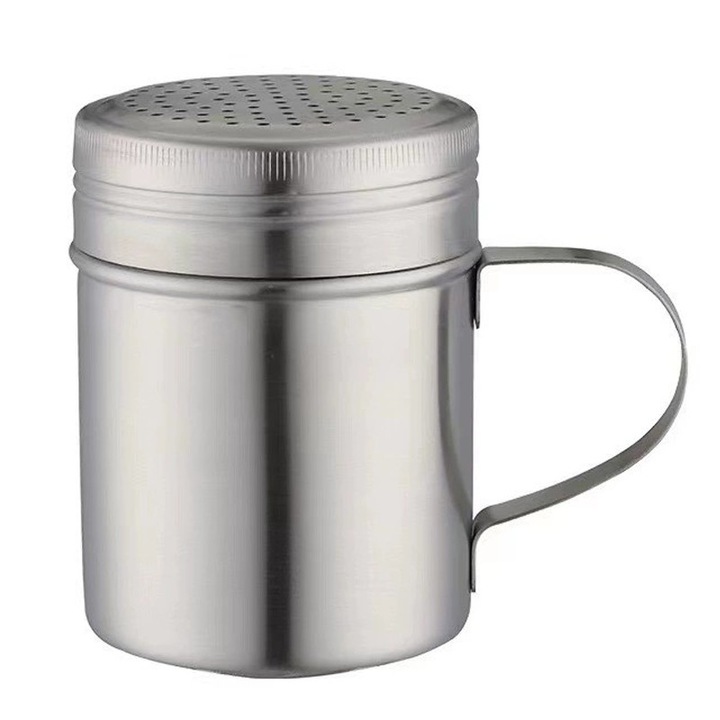 Recipient rotativ pentru condimente, capac rotativ, argintiu