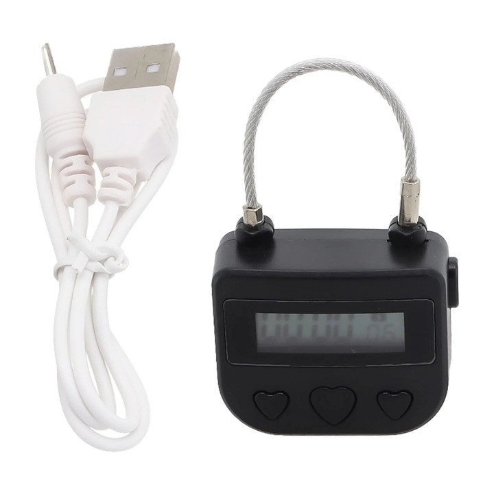 Мултифункционален катинар, черен/бял, 7.3x4.7x2cm, водоустойчив, USB презареждаем