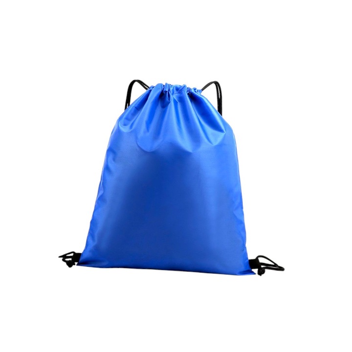 Rucsac cu snur, impermeabil din Poliester, geanta sport multifunctionala, pentru evenimente, maraton, antrenamente, plaja, calatorii, sala, cumparaturi, drumetii, culoare albastru, 42x34 cm