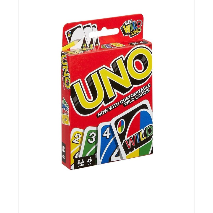 Комплект карти за игра UNO, 2-10 играча, 7+ години, Червен