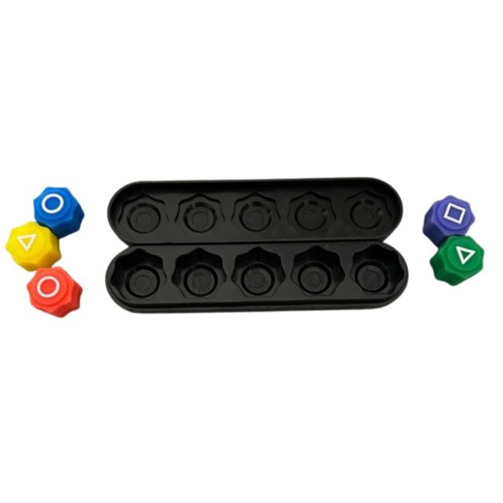 Gonggi - традиционна корейска игра за сръчност с черна, многоцветна опора