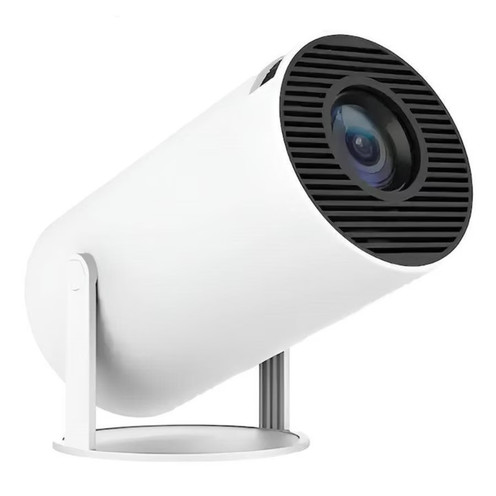 Преносим видео проектор Castellano®, 180° ротация, автофокус, 1024x600p HD резолюция, 120 ANSI, 4000 лумена LED, HDMI/USB интерфейс, вграден високоговорител, дистанционно управление, бял