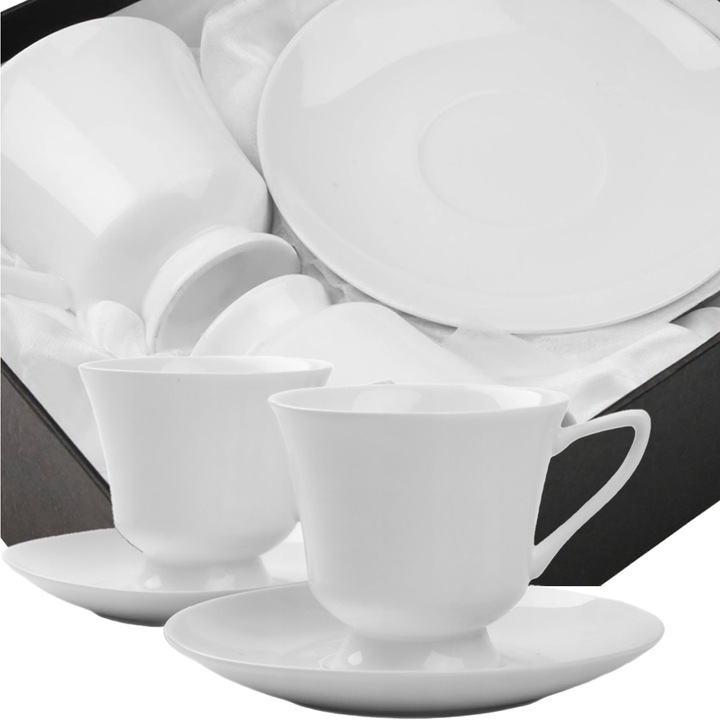 Set 2 cesti de cafea 220ml, Orianna, Festa Italia, Portelan, Alb