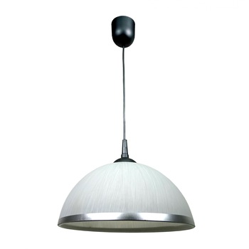 Pendul Lampex I, E 27, 1x 60 W, Sticla/PVC, Alb/Argintiu Pendul Lampex I, E 27, 1x 60 W, Sticla/PVC, Alb/Argintiu