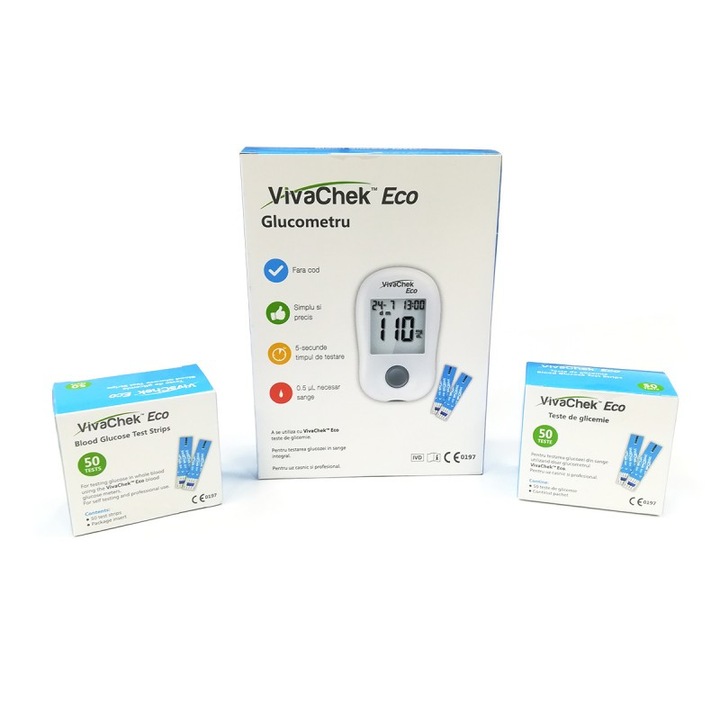 Комплект глюкомер VivaChek Eco, 100 теста