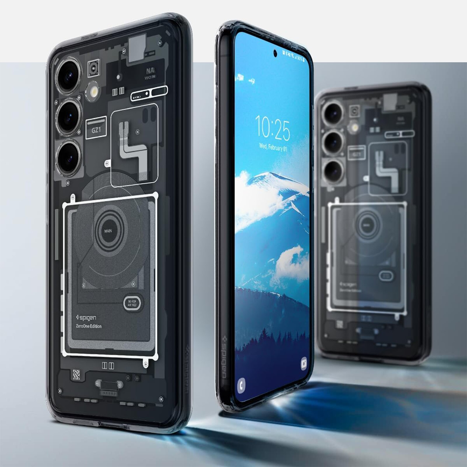 Carcasa pentru telefon TREXORA, Samsung S25, protectie militara, design inspirat de tehnologie, neagra