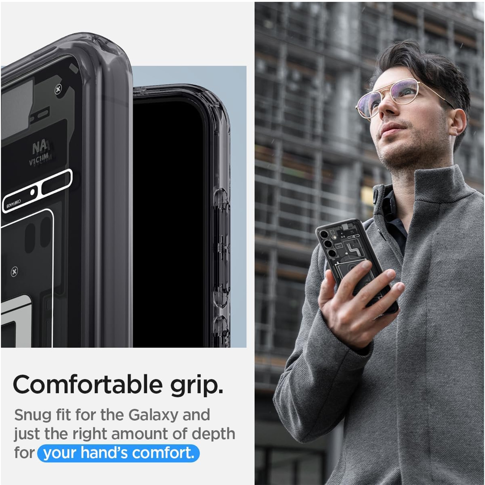 Carcasa pentru telefon TREXORA, Samsung S25, protectie militara, design inspirat de tehnologie, neagra