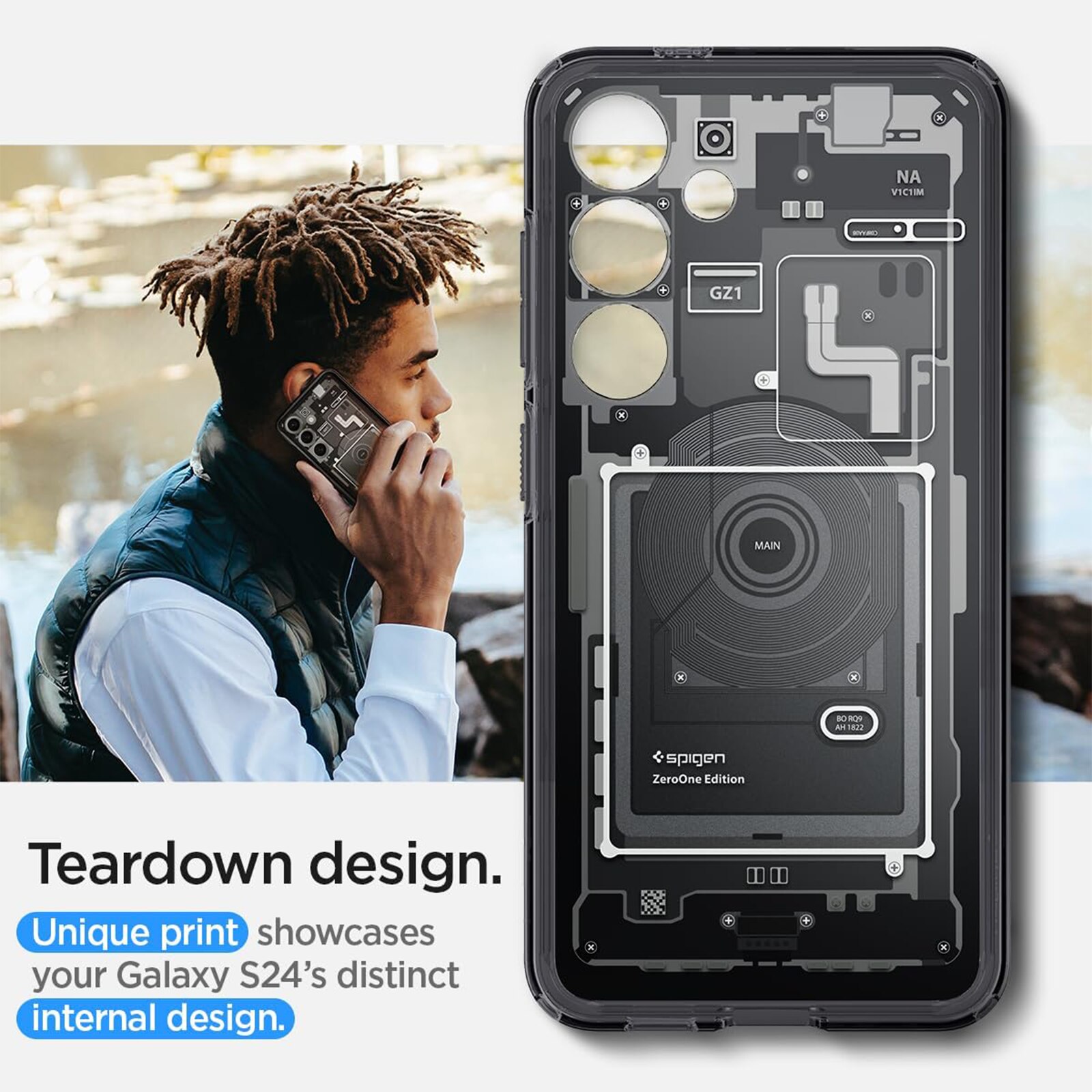 Carcasa pentru telefon TREXORA, Samsung S25, protectie militara, design inspirat de tehnologie, neagra