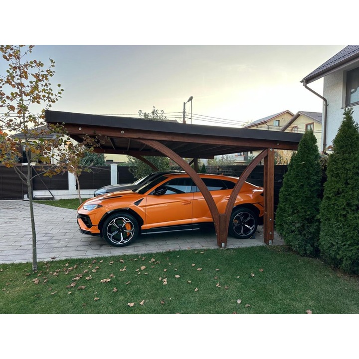 Pergola auto – garaj – carport pin nordic stratificat ADRIA 2 dublu 6000×5500 mm