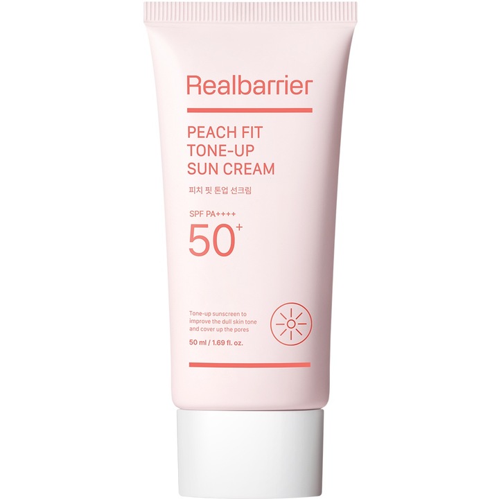 Crema cu protectie solara nuanta Peach Glow SPF50+ PA++++ Real Barrier Peach Fit Tone-up 50ml