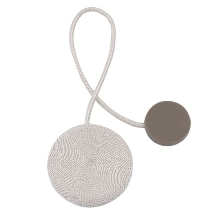 Brosa cu snur, pentru prindere perdea/draperie, cu magnet, ecru, 7x39 cm
