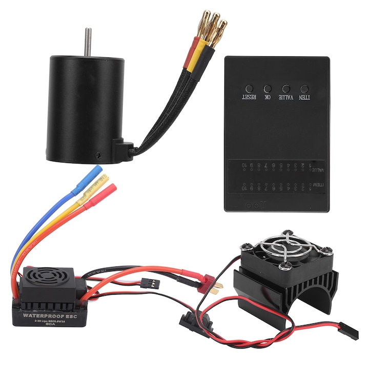 Set motor fara perii 3650 4500KV, ESC 60A, radiator, card de programare, Enforose, negru, 36x50mm