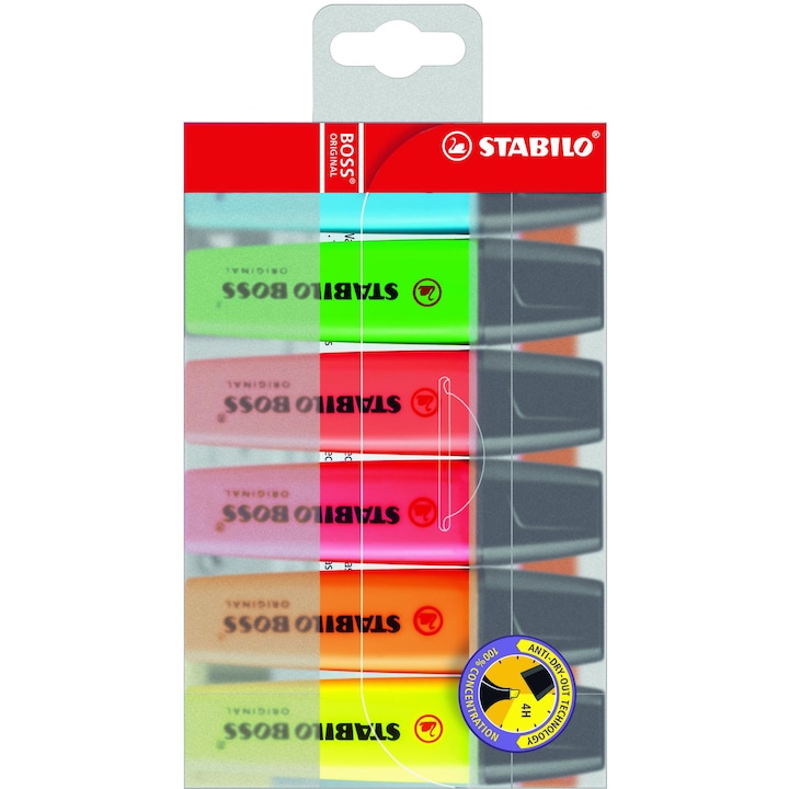 Маркери Stabilo Boss Original, 6 цвята