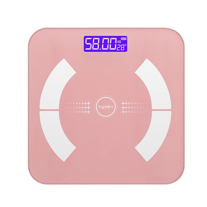 Интелигентен електронен кантар, максимално поддържано тегло 180 кг, розов