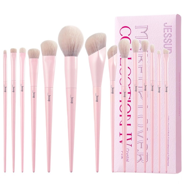 Jessup Crystal Pink T495, 14 darabos sminkecset készlet, puha, könnyen tisztítható
