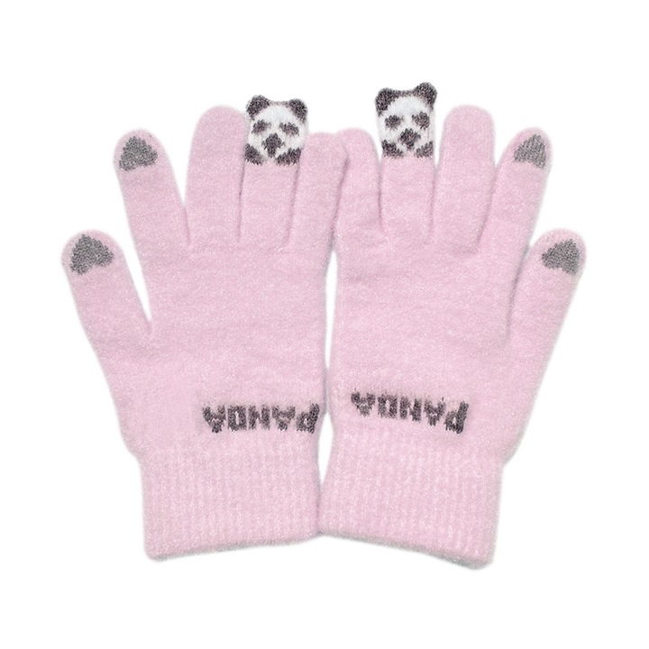 Manusi dama Enforose, tricotate din imitatie de casmir, captusite, compatibile cu touchscreen, pentru exterior, calduroase