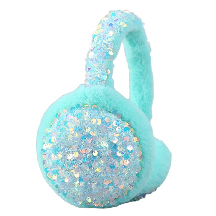 Téli fülmelegítő, flitteres dizájn, bolyhos bélés, szélálló, összecsukható