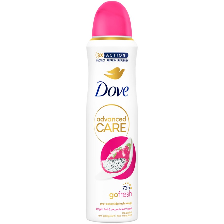 Dove Advanced Care dezodor spray, Sárkánygyümölcs és kókuszkrém, 150 ml