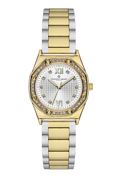 Frederic Graff, Két színárnyalatú karkötő kristályokkal díszítve, Ezüstszín, Aranyszín