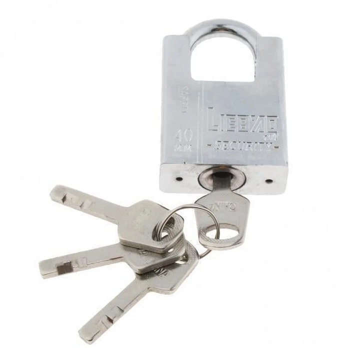 Комплект 2 метални катинара 40 мм с 4 ключа за раници, дневници, кутии за бижута