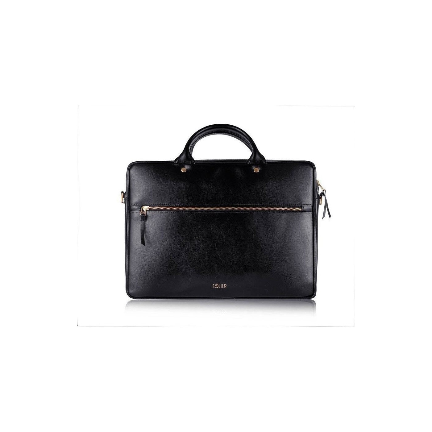 Geanta dama pentru laptop, Felice, piele naturala, 15.4", neagra