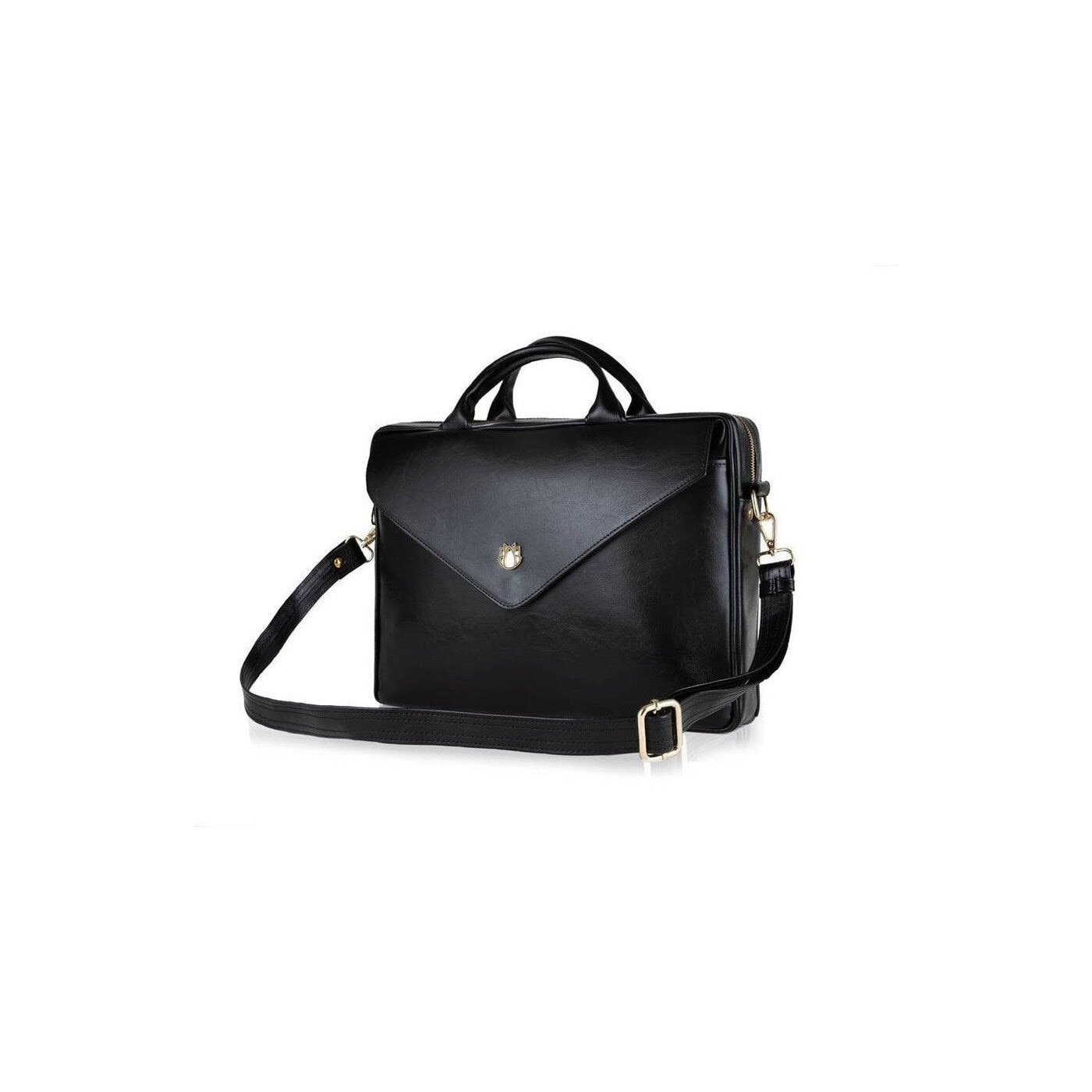Geanta dama pentru laptop, Felice, piele naturala, 15.4", neagra