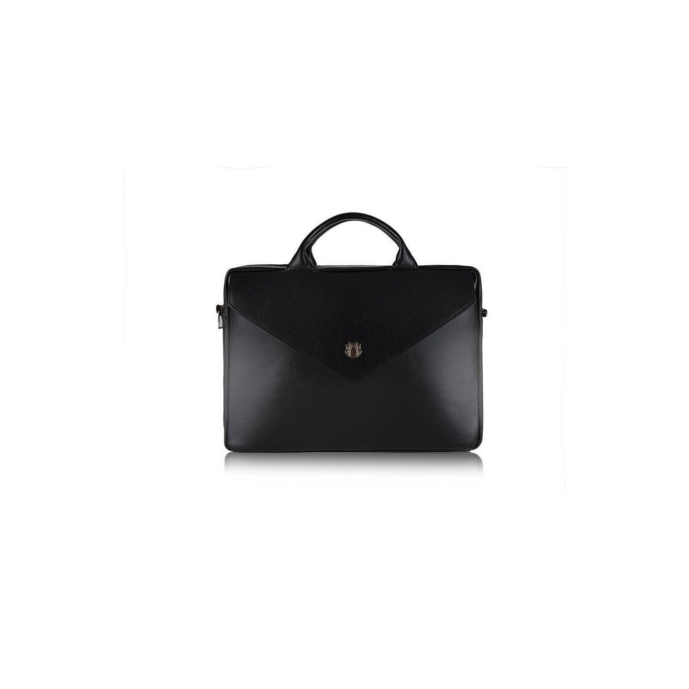 Geanta dama pentru laptop, Felice, piele naturala, 15.4", neagra