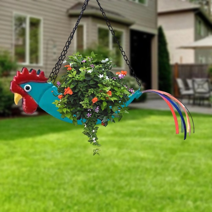 Fém cserep, modern design, függőtámasz, külső és belső dekoráció, többszínű, 30x30cm