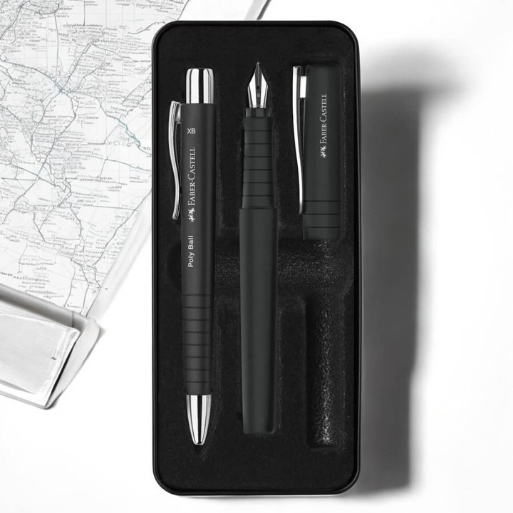 Комплект химикалка Faber-Castell B и черна химикалка XB Poly